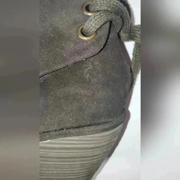 Fly London Yama Wedge Suede Army Green Lace Strap Ankle Bootie Sz7.5/ 8 US - Picture 12 of 12